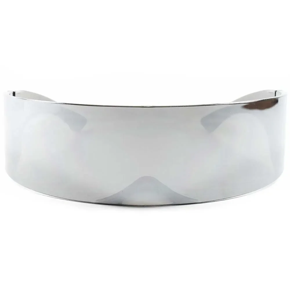 Anime Cosplay Sci-Fi Party Costume Futuristic Full Chrome Mirrored Sun Glasses